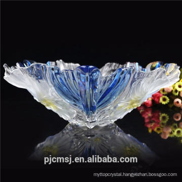 2015 cheap beautiful blue crystal fruit basket for wedding decoration gift